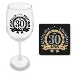 Coffret Verre à Vin Et Dessous De Verre – 30 Ans